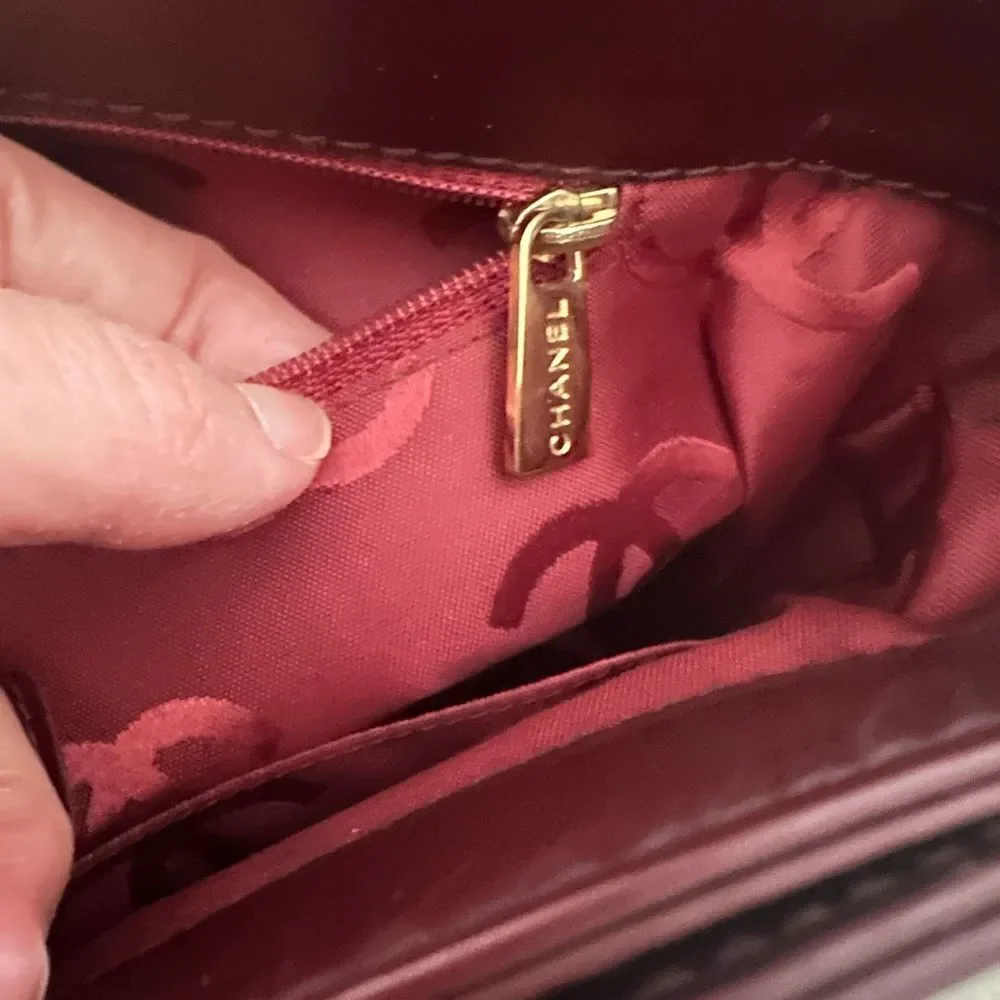 CHANEL Quilted Brown Leather Tote with Gold Chain Handles